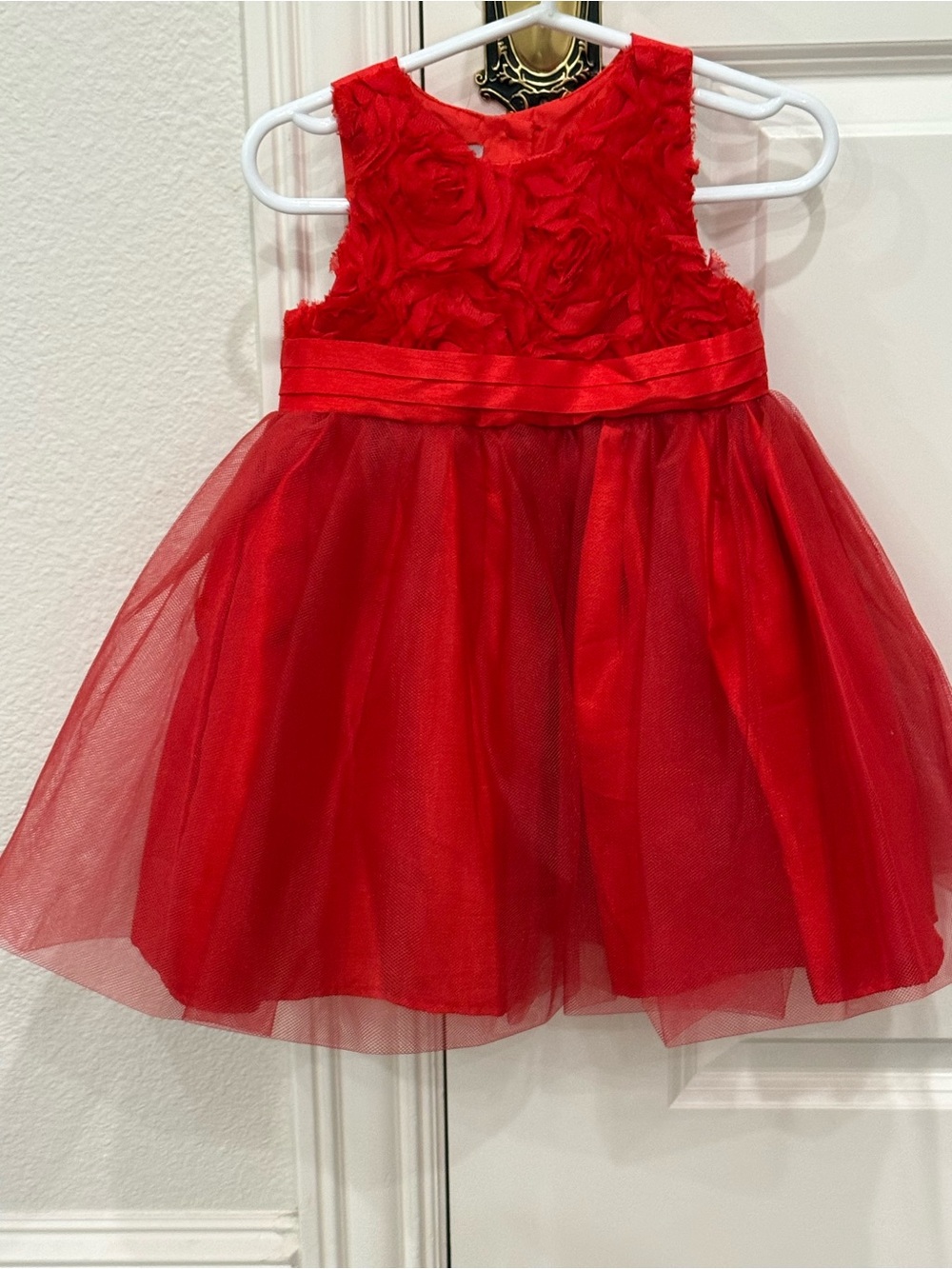NWT Girls Boutique Mud Pie Christmas Red Rose Tulle Dress Size 12/18 Months